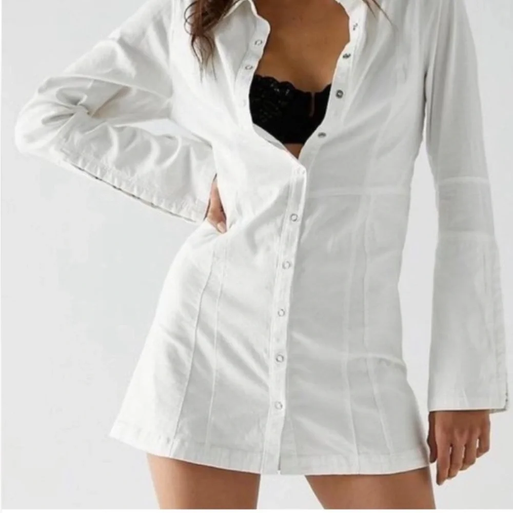 FREE PEOPLE NWT  Thea Button-Up Shirt Dress Sleeve Detail - Picture 7 of 7